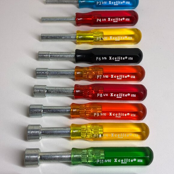 Vintage XceLite 10 Piece Screwdriver Nutdriver Set P3-P12 Made in USA 10 Sizes - Picture 1 of 3